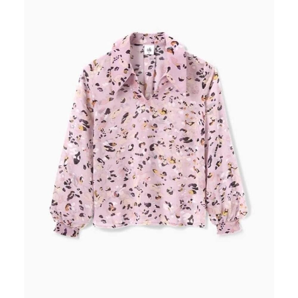NWT CAbi #6501 Women's Pink Exotic Leopard Long Sleeve Pounce Top Size Small